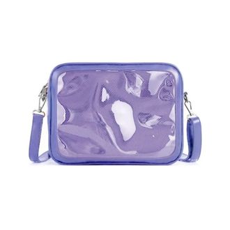 Generic PVC Clear Crossbody Bag, Womens Transparent Messenger Bag, Zipper Portable Wallet Purse Shoulder Bag for Small Item Travel(Purple)