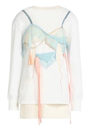 Maison Margiela White Cotton Deconstructed Bra Top Size S