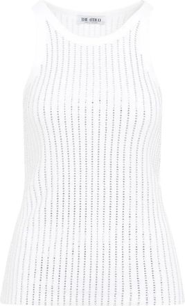 The Attico Top met Kristaldecoratie - Dames - Tops - Wit - Maat: S Katoen