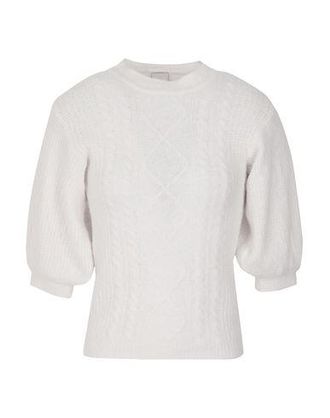 8 by YOOX BRUSHED CABLE KNIT SHORT SLEEVE CROPPED SWEATER
