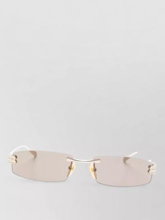 Balenciaga rectangular rimless sunglasses nose pads slim temples