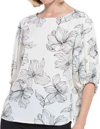 Lyss&eacute; Veda Boat Neck Balloon Sleeve Blouse In Tre Chic