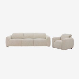 Sklum Conjunto De Sal&oacute;n Con Sof&aacute; De 3 Plazas Reclinable Y El&eacute;ctrico Y Sill&oacute;n Tapizado Peggy Sklum