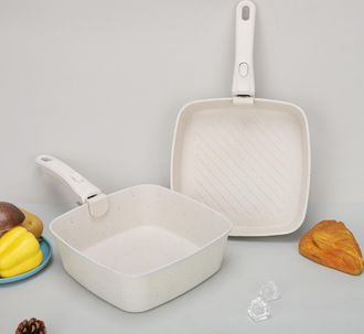 OEM Sart&eacute;n Grill De 24x24 Cm Con Mango Extra&iacute;ble, Sart&eacute;n Para Filetes Con Revestimiento Antiadherente, Apta Para Lavavajillas Y Horno (blanca)