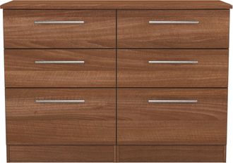 Welcome Furniture Sofia Ready Assembled 6 Drawer Wide Chest in Noche Walnut - Welcome Furniture | TJ Hughes