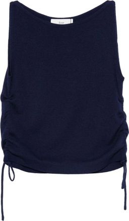 Dunst Tops, Dames, Blauw, L, Drawstring Boat Neck Top
