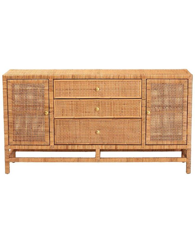Vivan Bohemian Rattan 3-Drawer Storage Cabinet