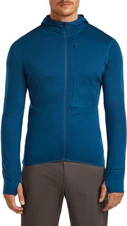 Icebreaker Lyocell & Merino 200 Realfleece Descender Hooded Jacket in Atlantis/Arctic at Nordstrom, Size Xx-Large