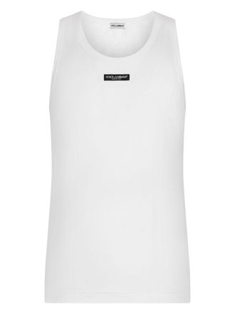 Dolce & Gabbana Stretch Cotton Tank Top With Logo Label