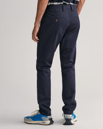 GANT Chinohose GANT SLIM TWILL CHINOS, Herren, Gr. 31, L&auml;nge 32, blau (marine), Twill, Obermaterial: 98% Baumwolle, 2% Elasthan, unifarben, slim fit kn&ouml;che