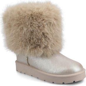 Journee Collection Shanay Faux Fur Boot in Champagne at Nordstrom Rack, Size 10
