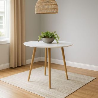 Kosy Koala Dining Table White Wood Kitchen Place for 4 Seats, Dining Table Only (White H 75 x L 90 x W 90 cm)