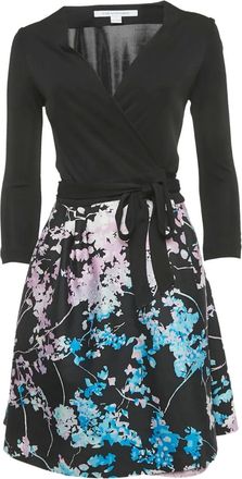 Diane Von Fürstenberg Wikkeljurk met bloemenprint - Zwart