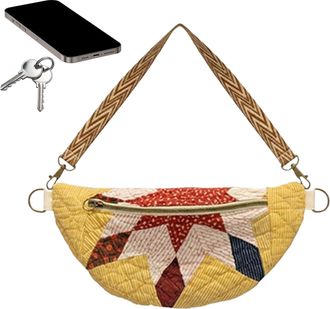Generic Sling Purse | Handmade Portable Boho Quilted Pouch - Fabric Bag with Adjustable Strap - for Daily Outdoor Climbing Cycling Fishing Sports Camping Trav