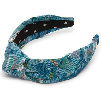 Lele Sadoughi Knotted Floral Jacquard Headband in Imperial Blue at Nordstrom