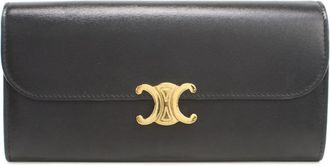 Celine Black Leather Long Wallet (Bi-Fold) (Pre-Owned)
