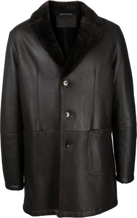 DESA 1972 single-breasted leather coat - men - Sheepskin - 50 - Black
