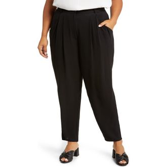 Eileen Fisher Tapered Leg Silk Crepe Ankle Pants in Black at Nordstrom Rack, Size 3X