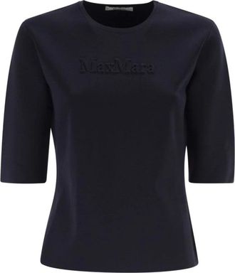 Max Mara Top in compact viscose and polyamide jersey - Dames - T-shirts - Blauw - S - Tops