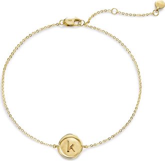 Monica Vinader Initial Stamp Charm Bracelet in 14Kt Solid Gold K at Nordstrom