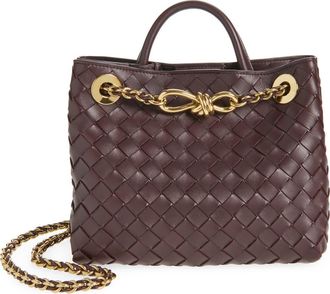 Bottega Veneta Small Andiamo Chain Leather Shoulder Bag in 2264 Dark Barolo-M Brass at Nordstrom
