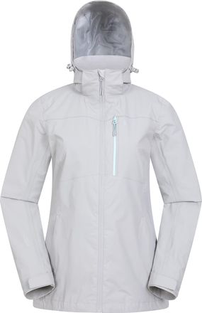 Mountain Warehouse Rainforest Womens Jacket -Waterproof Rain Coat with Pockets & Adjustable Hem, Mesh lined, Packaway Hoodie - For Autumn, Winter & Outdoors Grey Womens 
