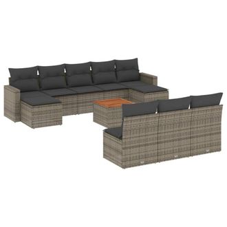 vidaXL Vidaxl - Set Divani Da Giardino 11 Pz Con Cuscini In Polyrattan Grigio