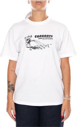 Carhartt Work in Progress S/S Bumper Sticker T-Shirt - Dames - T-shirts - Wit - M - Katoen - Tops