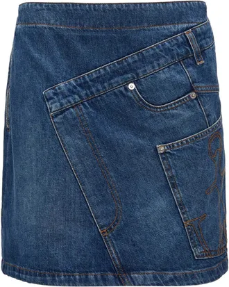 J.W.Anderson twisted denim mini skirt - women - Cotton - 10 - Blue