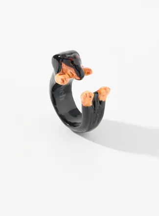 Nach Bijoux Womens Dachshund porcelain ring
