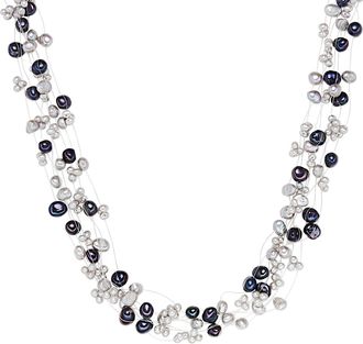 Valero Pearls Womens Fresh Water Cultured Pearl Necklace - Multicolour Sterling Silver - One Size