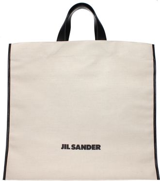 Jil Sander Handtassen Border Book Damesstof Beige en Zwart