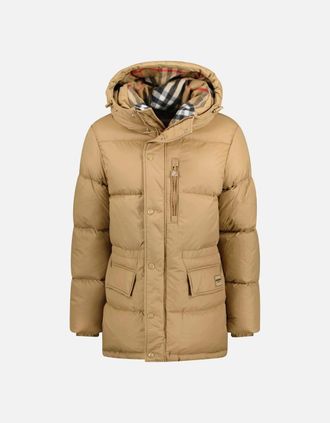Burberry Mens Burberry Haworth Mid Length Down Puffer Jacket Beige - Cream - Size: 40/Regular