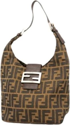 Fendi Pre-owned Shoulder Bags, female, Brown, Size: ONE SIZE Pre-owned Vintage Nylon Shoulder Bag