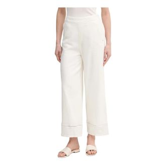 DKNY Wijde broek - Dames - Wijde Broeken - Beige - L - Katoen - Broeken