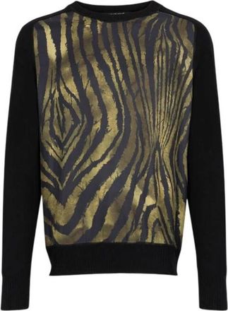Roberto Cavalli Freedom-Print Panelled Wool Sweater, Size XX-Large