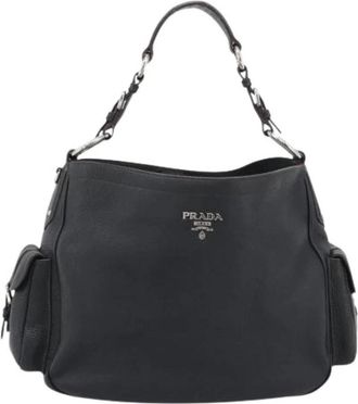 Prada Pre-owned Vintage Shoulder Bag - Dames - Vintage Schoudertas - Zwart - ONE Size - Leer - Vintage