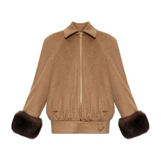 Valentino Garavani Woljas met Bontmanchetten - Dames - Zomerjassen - Bruin - XS - Wol - Jassen