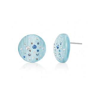 Gold & Honey Womens Confetti Crystal Button Stud Earrings In Blue