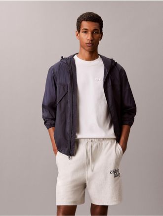 Calvin Klein Jeans Calvin Klein Mens Terry 1989 Logo Graphic Pull-On Shorts - Light/Pastel Grey - 2XL