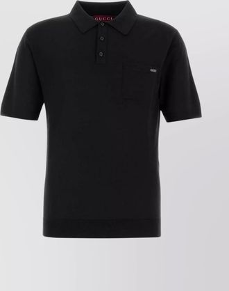 Gucci wool polo shirt with ribbed hem