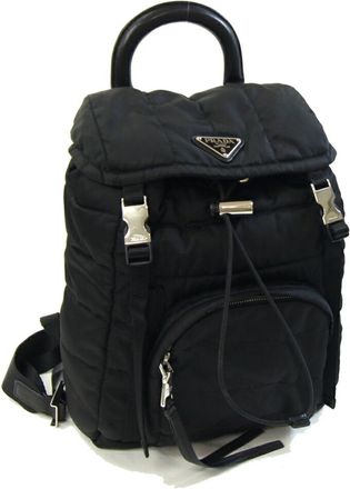 Prada Black Nylon Leather Backpack (Pre-Owned)
