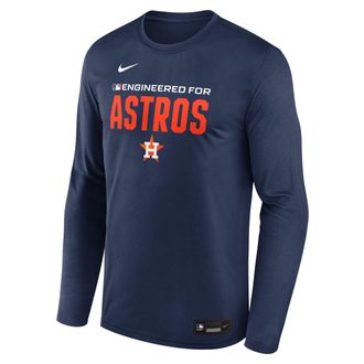 Nike Houston Astros Authentic Collection Team Issue Nike Mens Dri-FIT MLB Long-Sleeve T-Shirt in Blue | 02TJ44BHUS-JE6