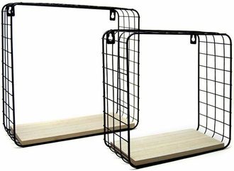 Trade Shop Trade Shop - 2 Mensole Da Parete Moderne Design Cubo Mensola Scaffale Legno Metallo Nero