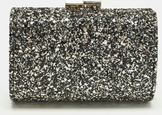 Jimmy Choo London Kisslock Grey Glitter Clutch