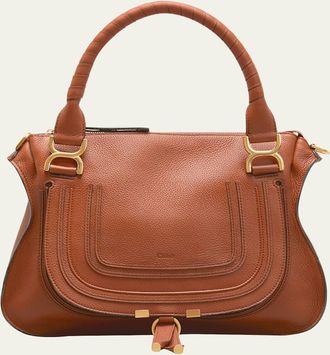 Chloé Marcie Medium Double Carry Satchel Bag in Grained Leather
