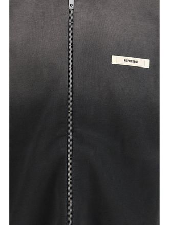 Represent Faded-Effect Cotton Hooded Sweatshirt - Black