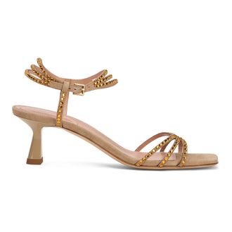Alberta Ferretti Alberta Ferretti, High Heel Sandals, female, Beige, Size: 7 US Slim-Strap Suede Sandal