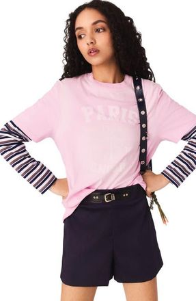 Maje Nautical print T-shirt in Pink at Nordstrom, Size X-Small