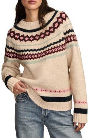 Lucky Brand Fair Isle Crewneck Sweater in Oat Milk Beige at Nordstrom Rack, Size X-Small